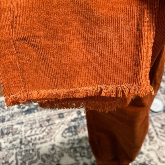 NWOT Free People We The Free Skinny Cotton Corduroy Fired Chestnut Raw Hem Pants - Picture 7 of 8